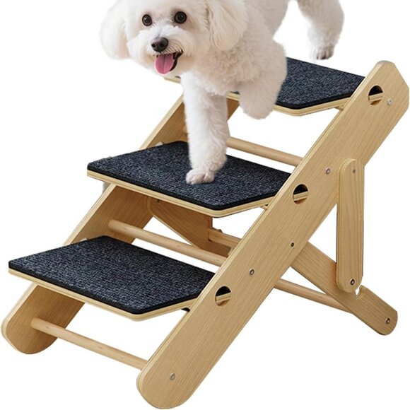 2-Level Convertible Foldable Pet Ramp & Stairs for Couch & Bed (Indoor Use) - Picture 2 of 8